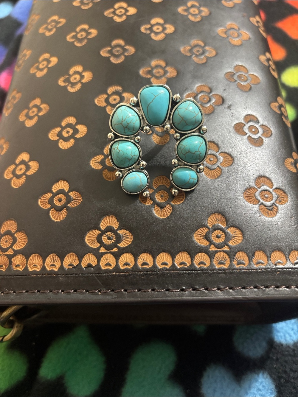 Turquoise Stone Cluster Ring - Women's Accessory